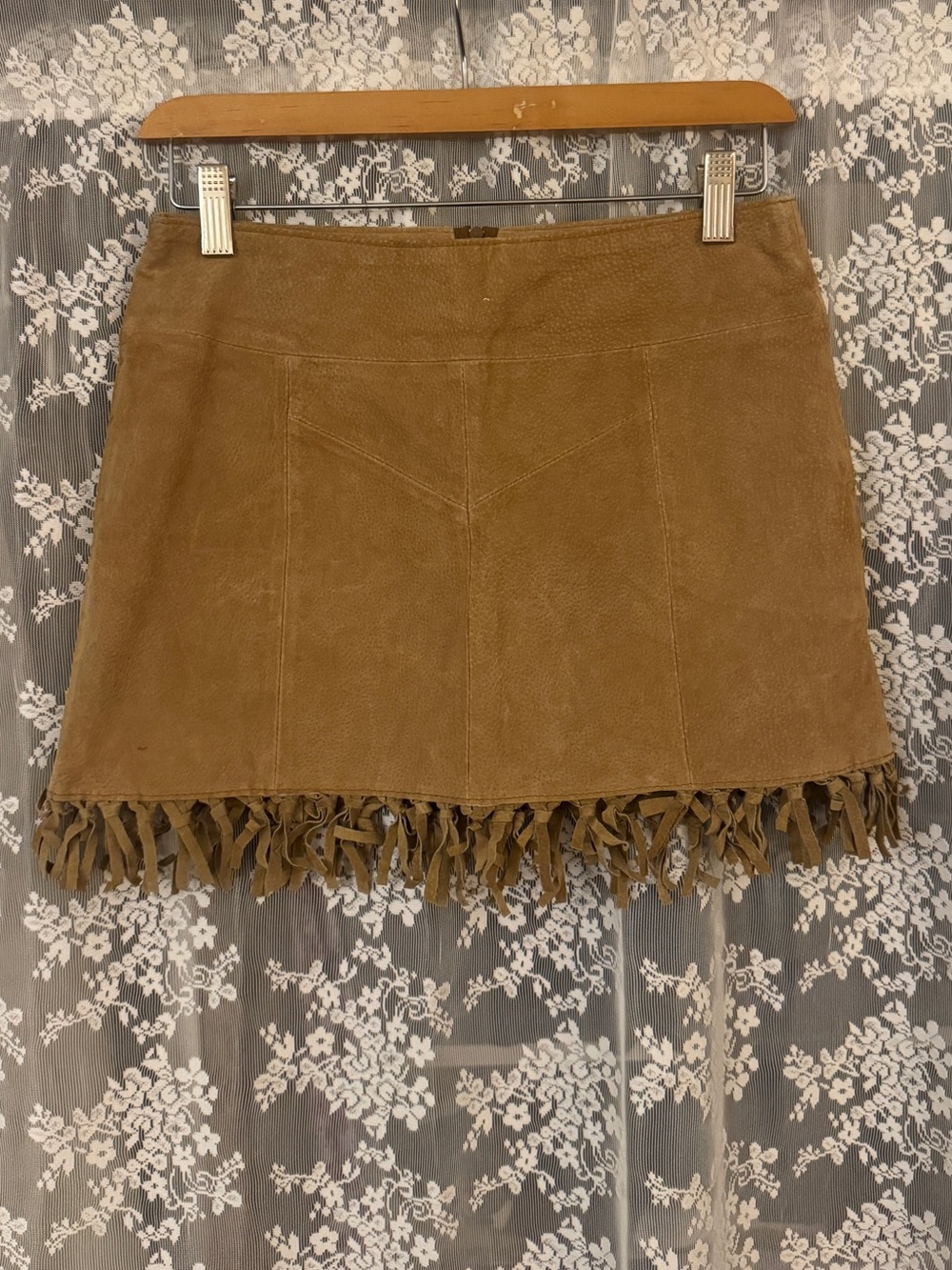 VINTAGE suede fringe skirt